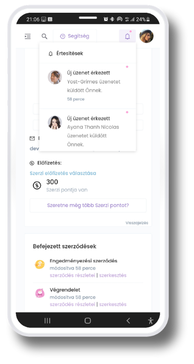 Notifications on mobile screen